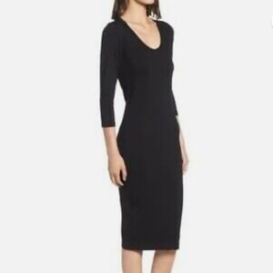 Standard James Perse Women's Black 3/4 Sleeve Scoop Neck Bodycon‎ Dress Size XS